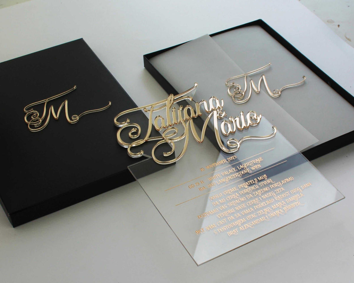 initials letterpress printing laser cut wedding invitate